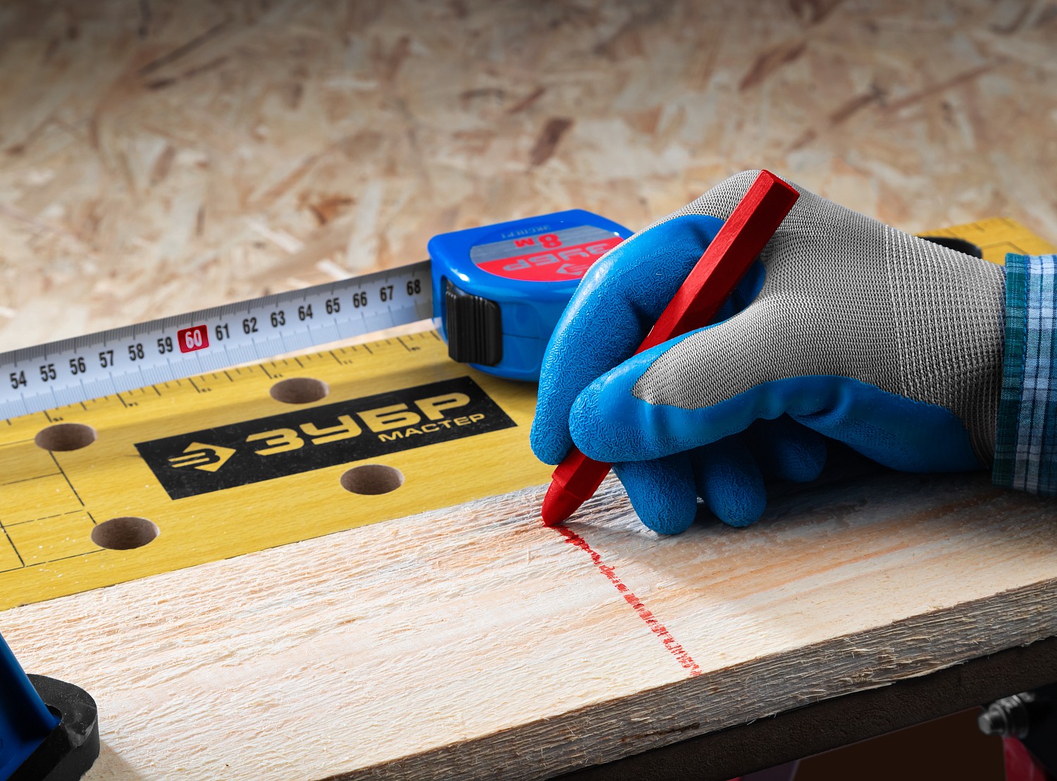 ЗУБР синие, 6 шт, разметочные восковые мелки, Профессионал (06330-7)