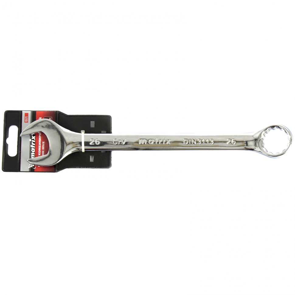 Ключ комбинированный, 25 мм, CrV, полированный хром Matrix (15170)