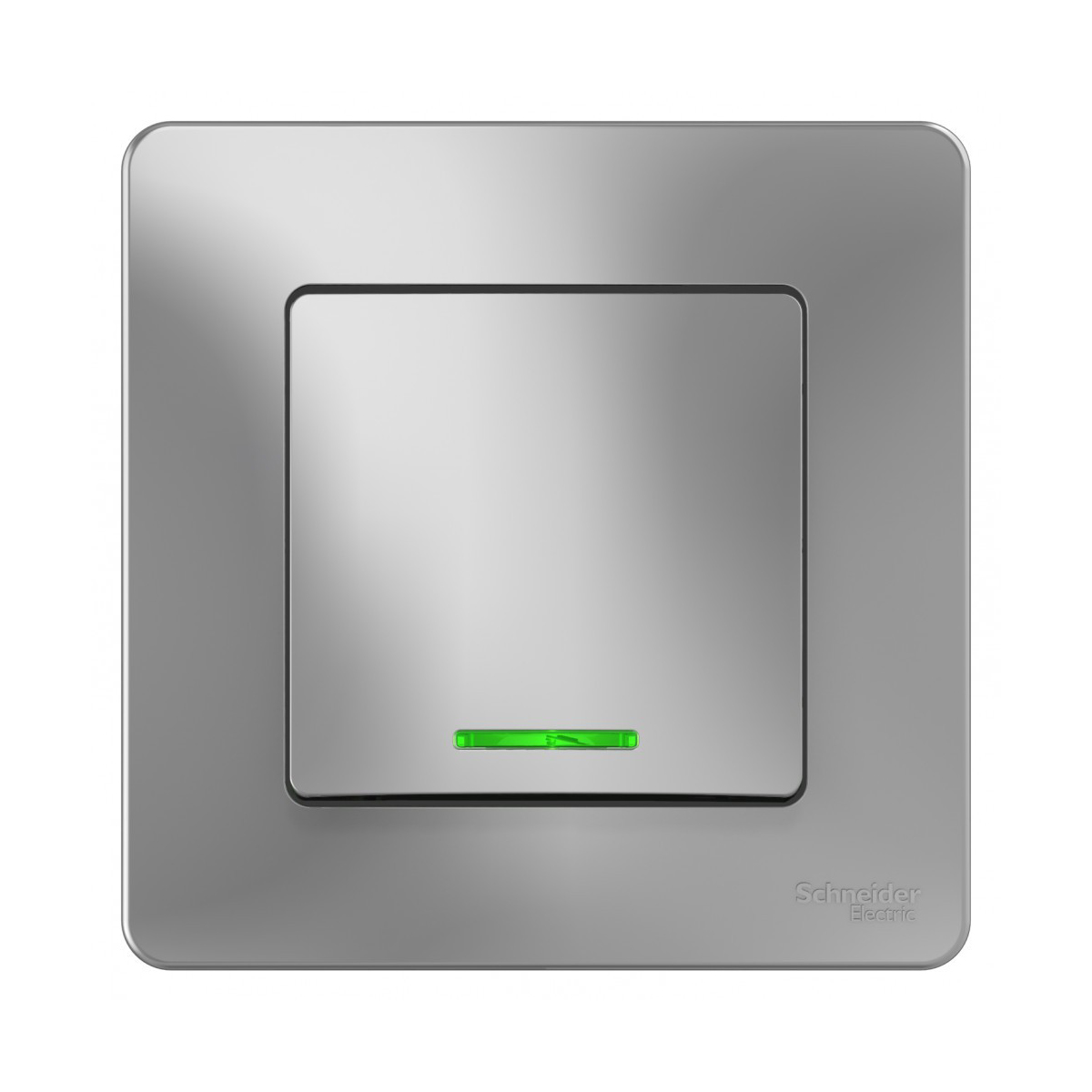 Переключатель "blanca" 1 кл. с индикатором 10а, алюминий (1/10/20) "schneider"