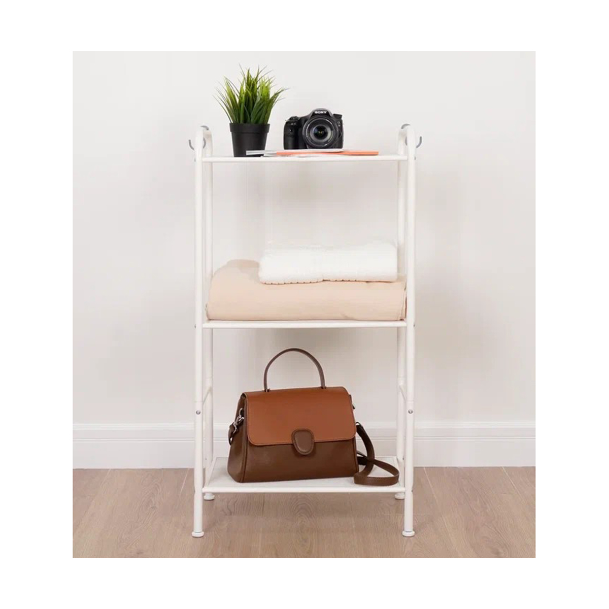 Стеллаж "валенсия 13" 3 полки, сетка металл. 455*300*855 мм (белый) (1) ств13 б