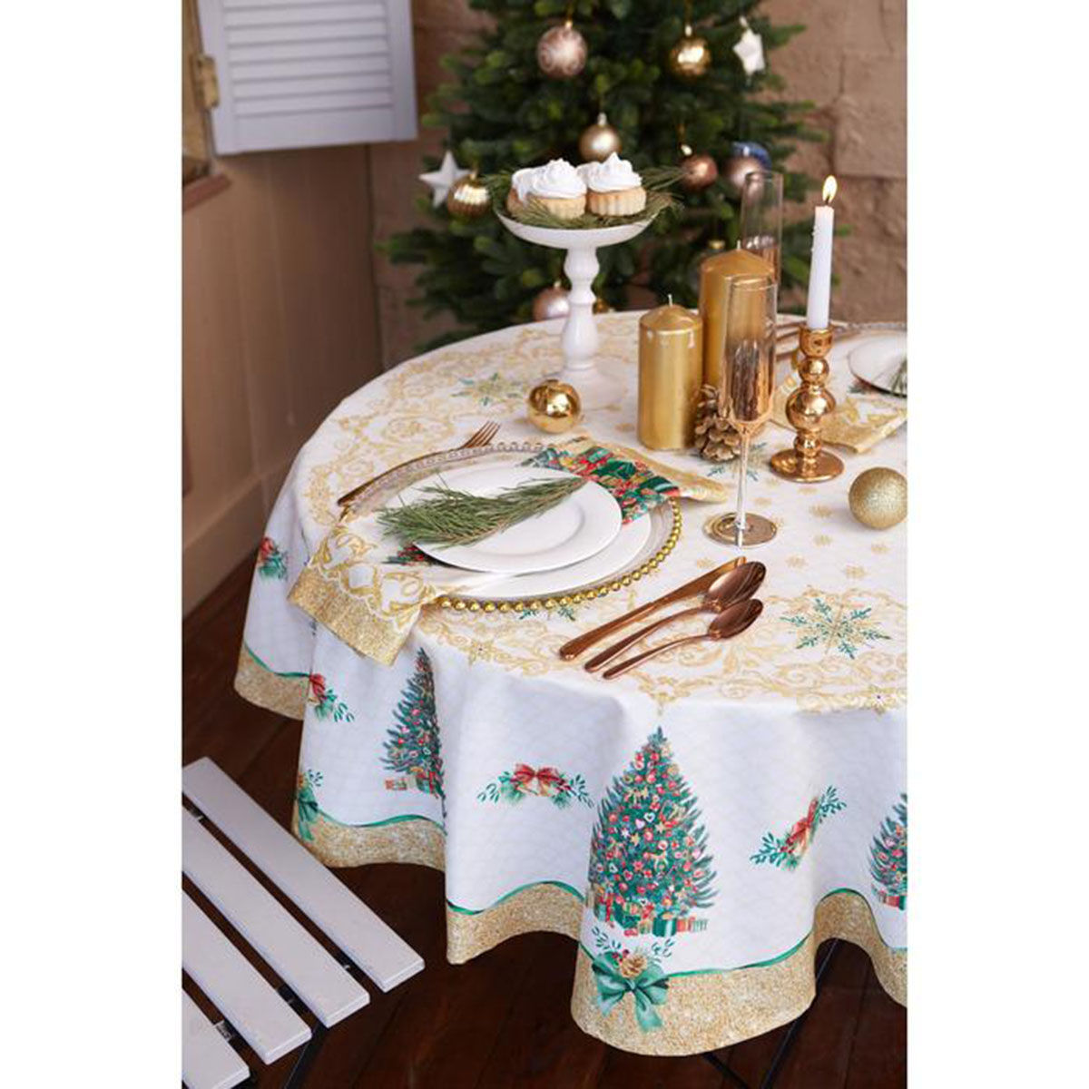 Скатерть "этель" golden christmas d=215 см (1) 5072937