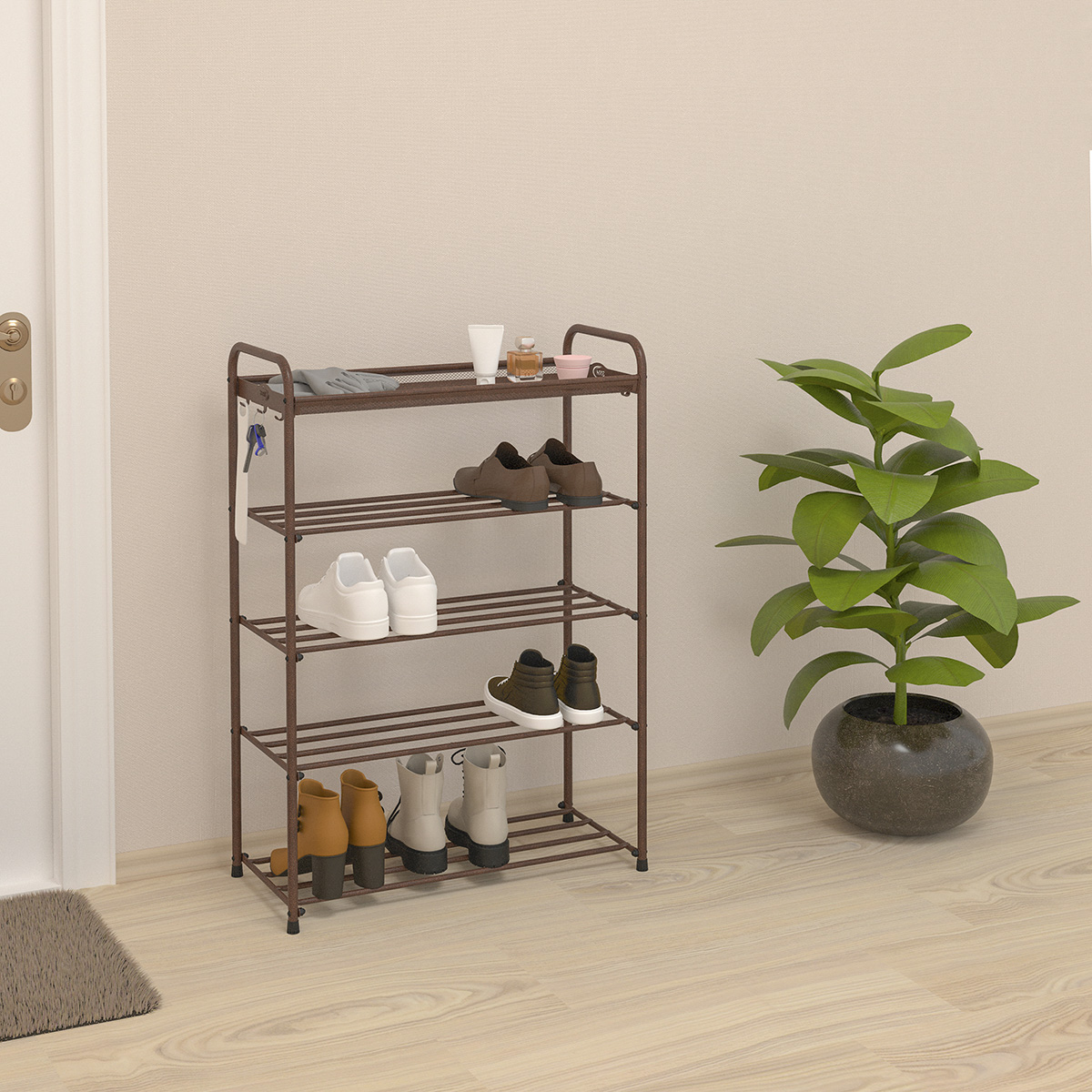 Подставка для обуви "альфа 25" 5 полок (300*650*950 мм) медный антик (1) пдоа25 м