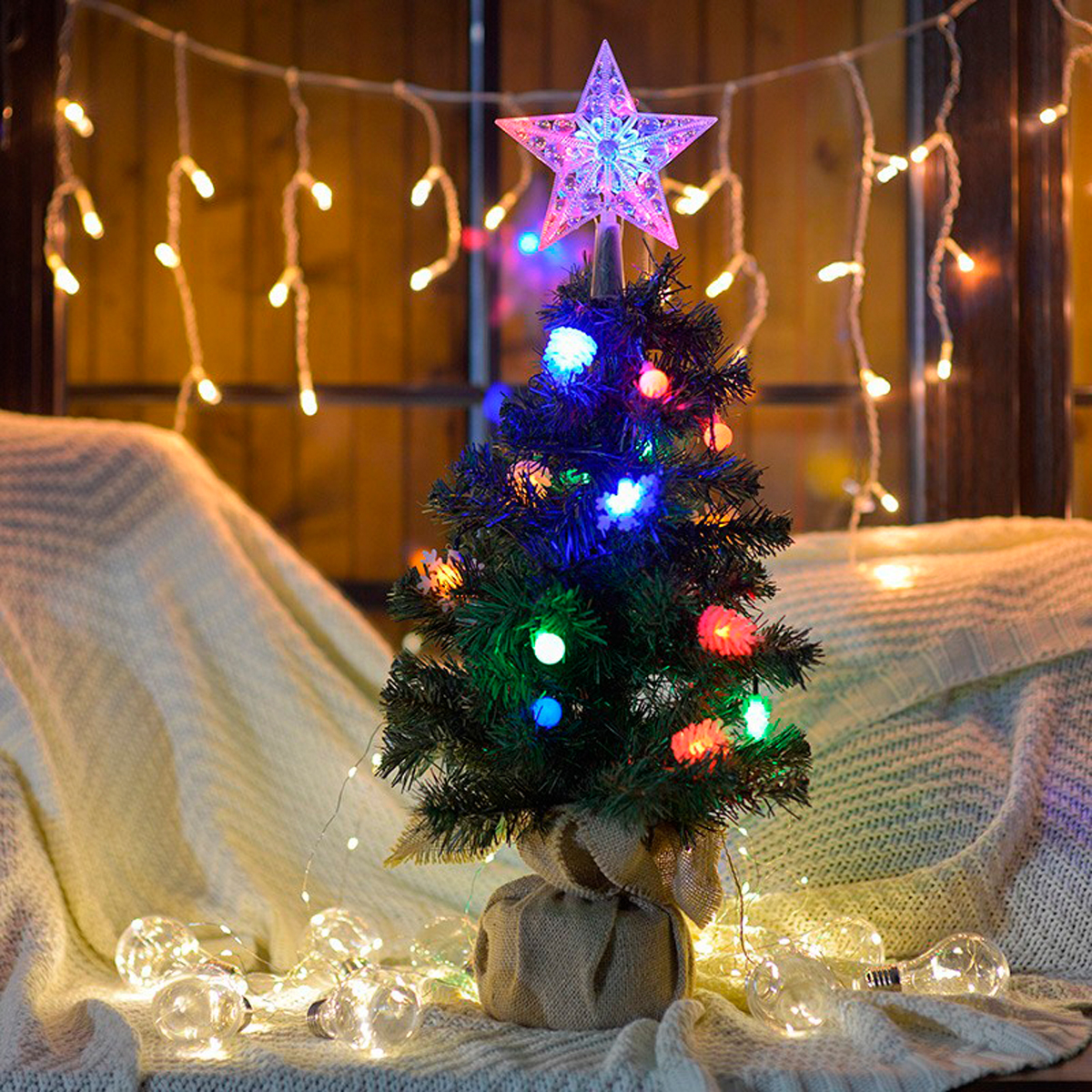 Электрогирлянда 4,4 м с насадками (шарики, снежинки, елочки) разноцв. (1/60) "neon-night" 303-064