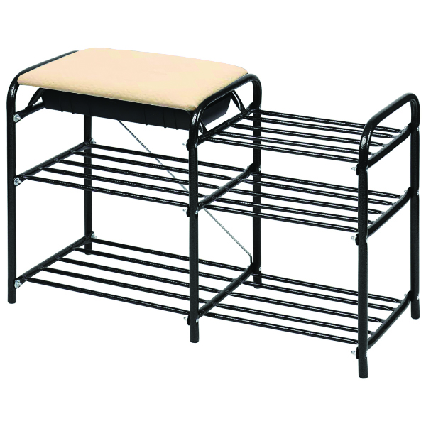 Этажерка "люкс 5"  3-х ярусная разборная (51 х 33 х 79 см) сиденье мягк. слон. кость (1) этл5/2