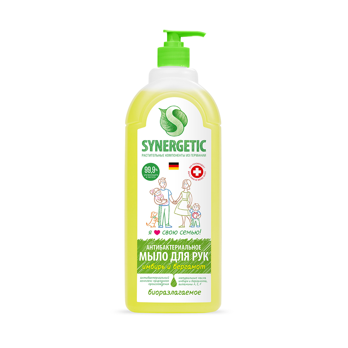 Жидкое мыло антибактер. (имбирь и бергамот)  1 л (1/8) "синергетик"