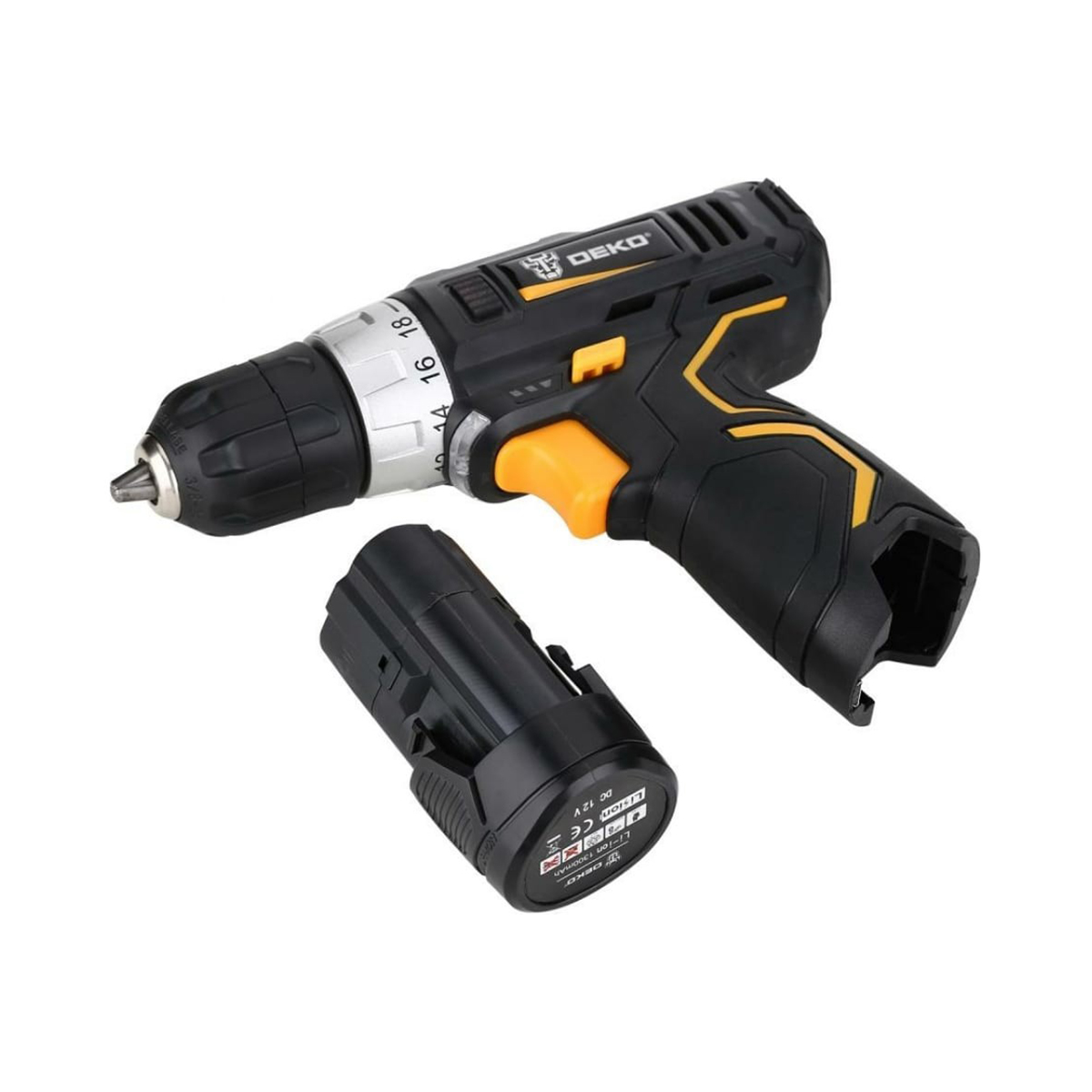 Дрель-шуруповерт аккум. gcd12du3 set5 li-ion с набором инструм. 92 предм., 2 аккум. "deko" 063-4148