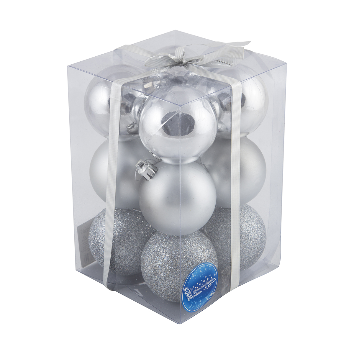 Шары новогодние pb6-12smb-s набор 12 шт. d - 6 см, серебро (1/24) "волшебная страна"