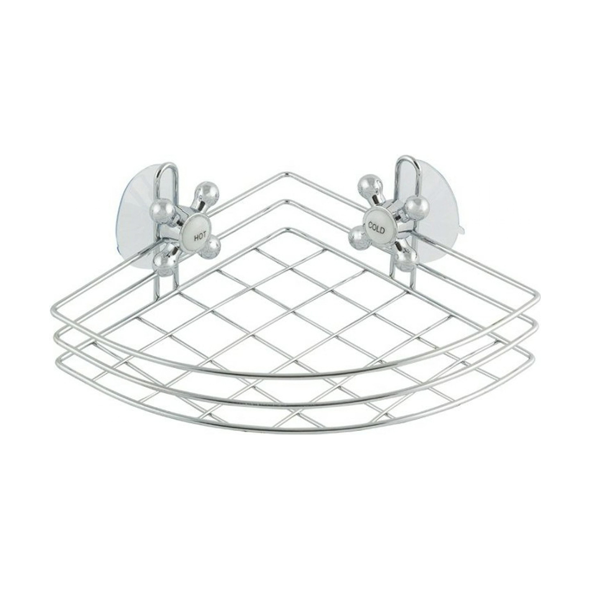 Полка для ванной угловая на присосках 17,6*17,6*9,8 см (1/24) "рыжий кот" spot-bh-06