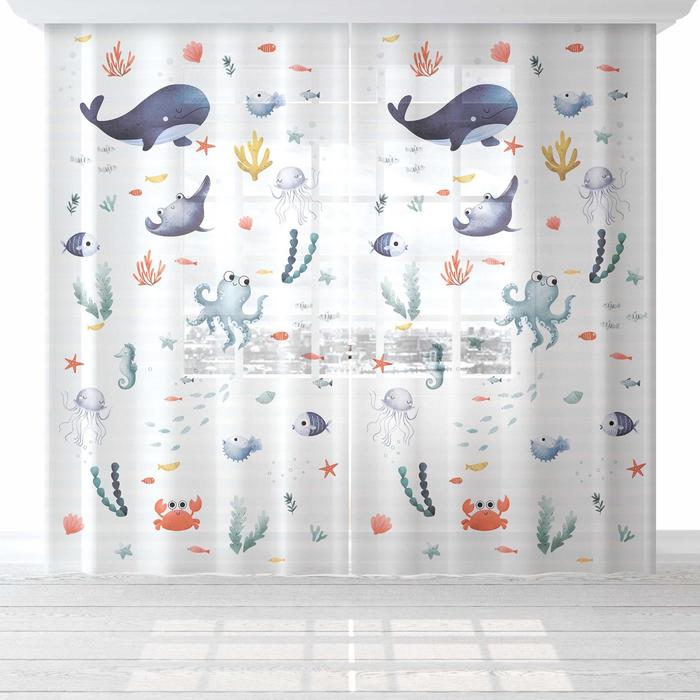 Тюль "морские друзья" 145*260 см компл. 2 шт. (1/25) "этель" 5525141