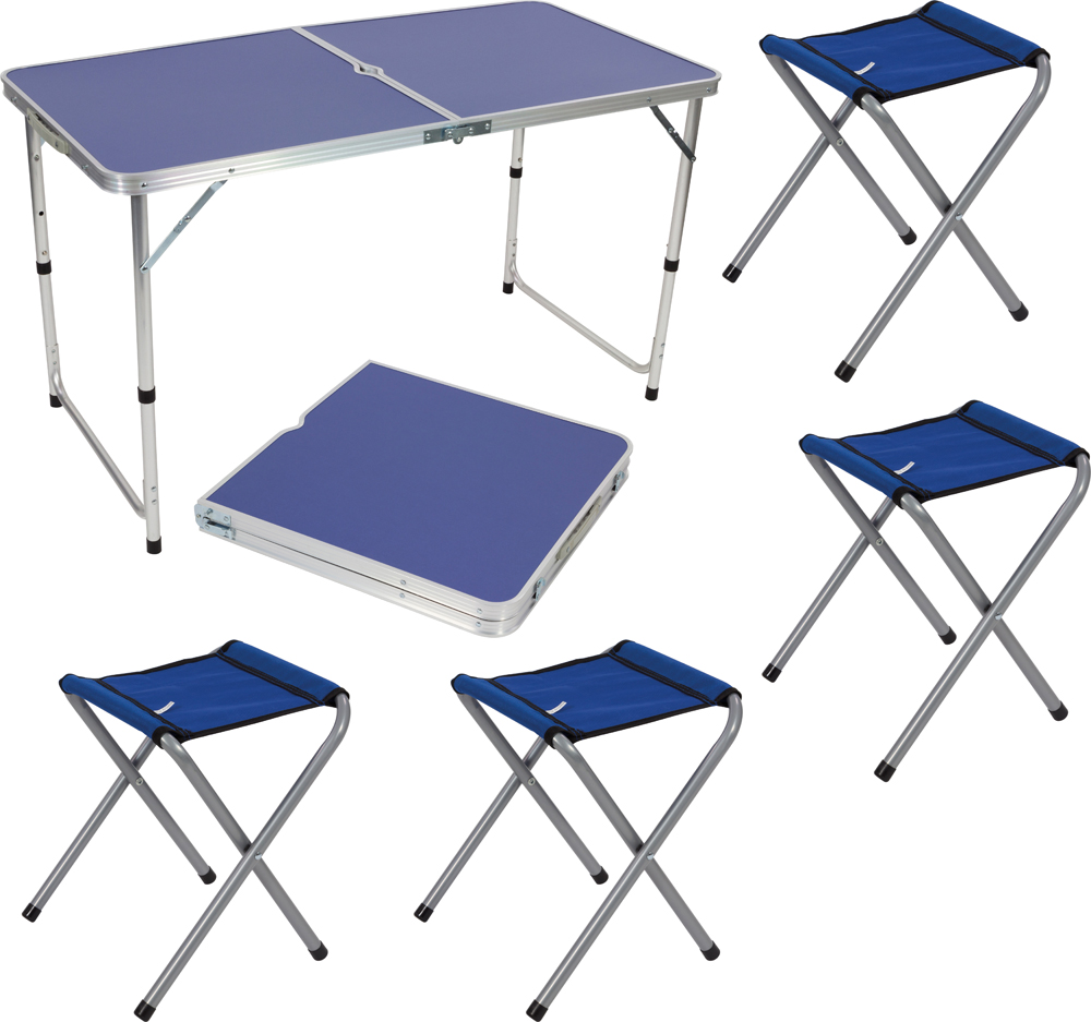 Комплект походный "пикник" cho-150-e  (стол + 4 стула) синий (1/2) "ecos"