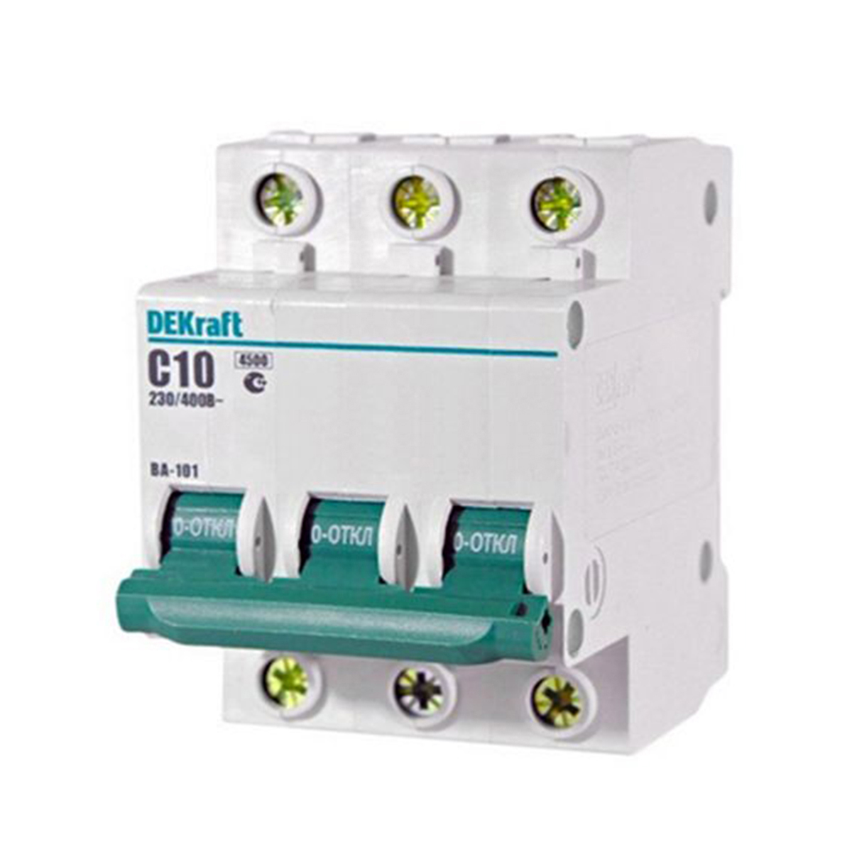 Выключатель автомат. ва-101 3р 10а 4,5ка тип с (1/4/48) "dekraft"