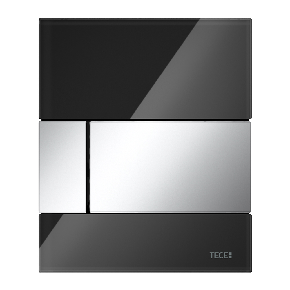 Стеклянная панель смыва TECEsquare стекло черное, клавиши хром глянцевый, 124 x 104 x 11 мм