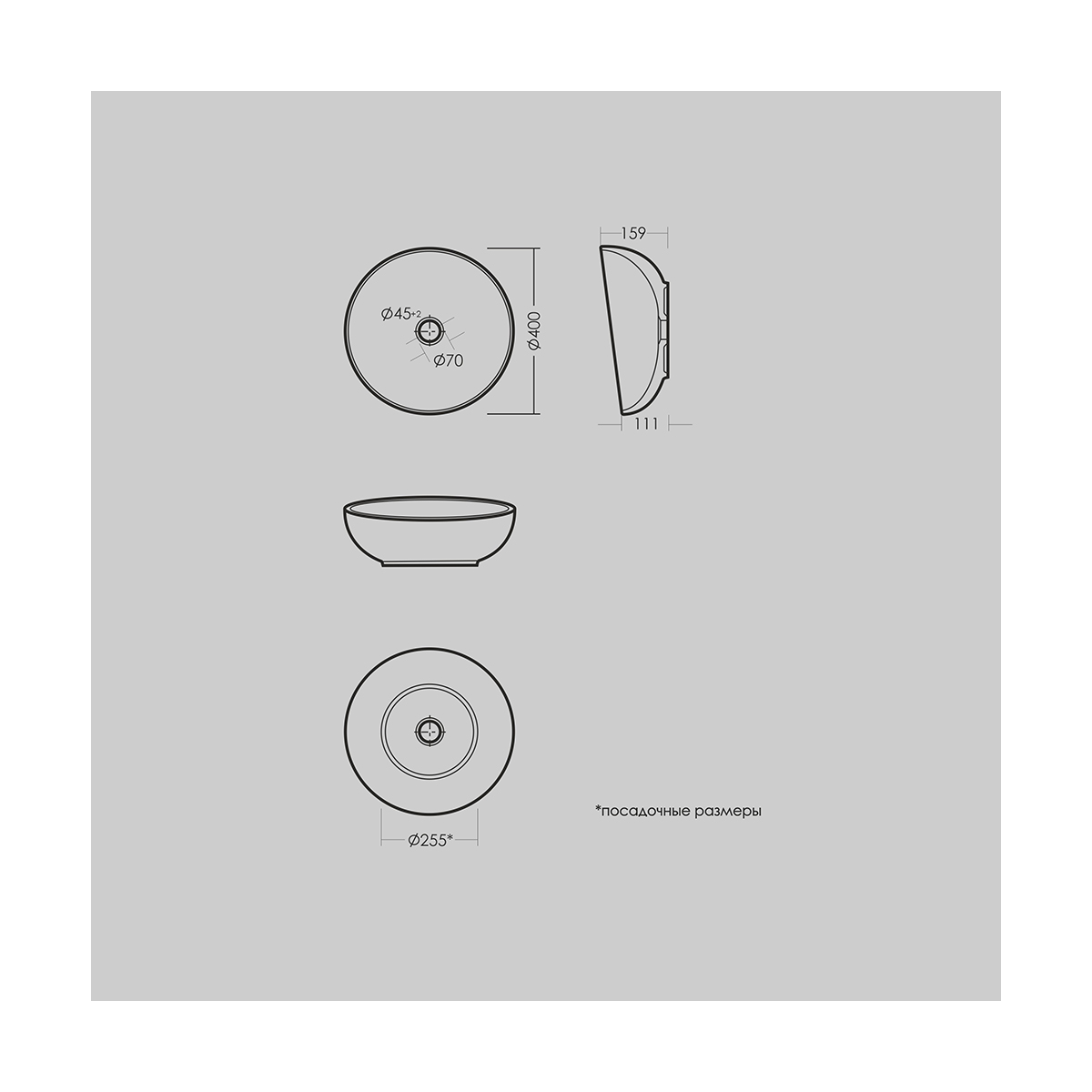 Раковина накладная "art cut" уп белая "sanita luxe" wb.ct/art/40-n.cut/wht.g/s1