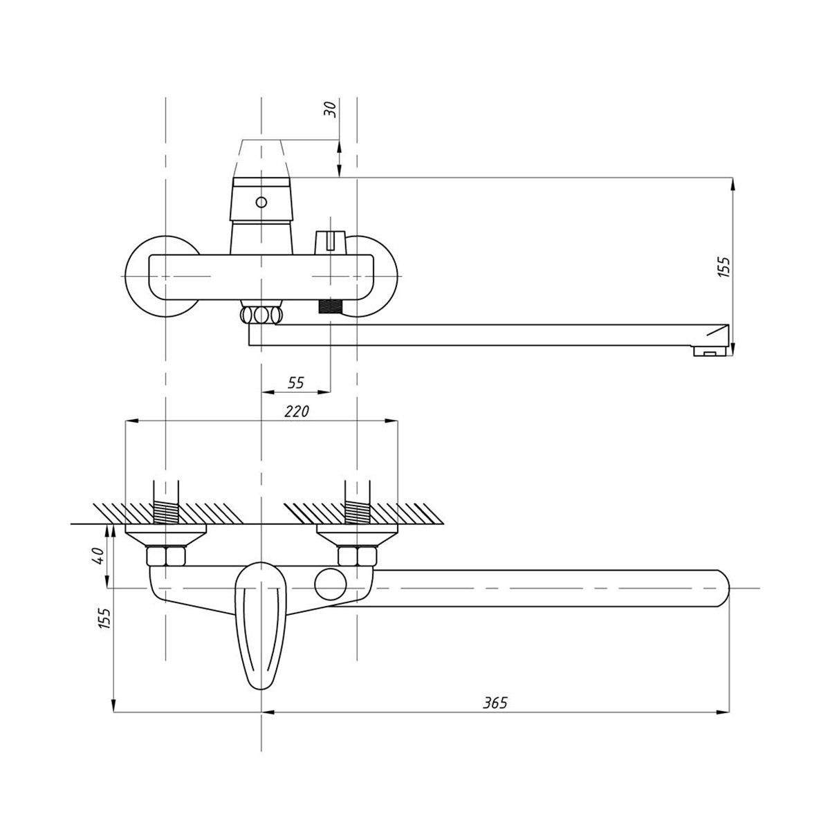 Смеситель для ванн "tsarsberg" tsb-942-1202 длинный излив (1/10) "профсан"