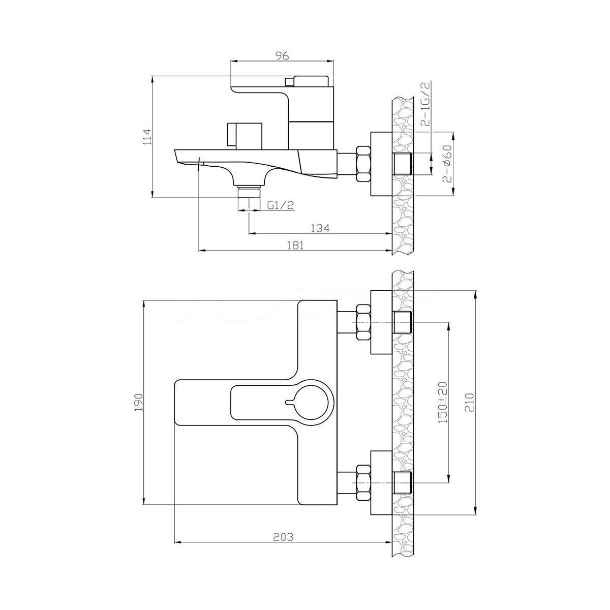Смеситель для ванн  rs50-31  термостат. (1/10) "rossinkа"