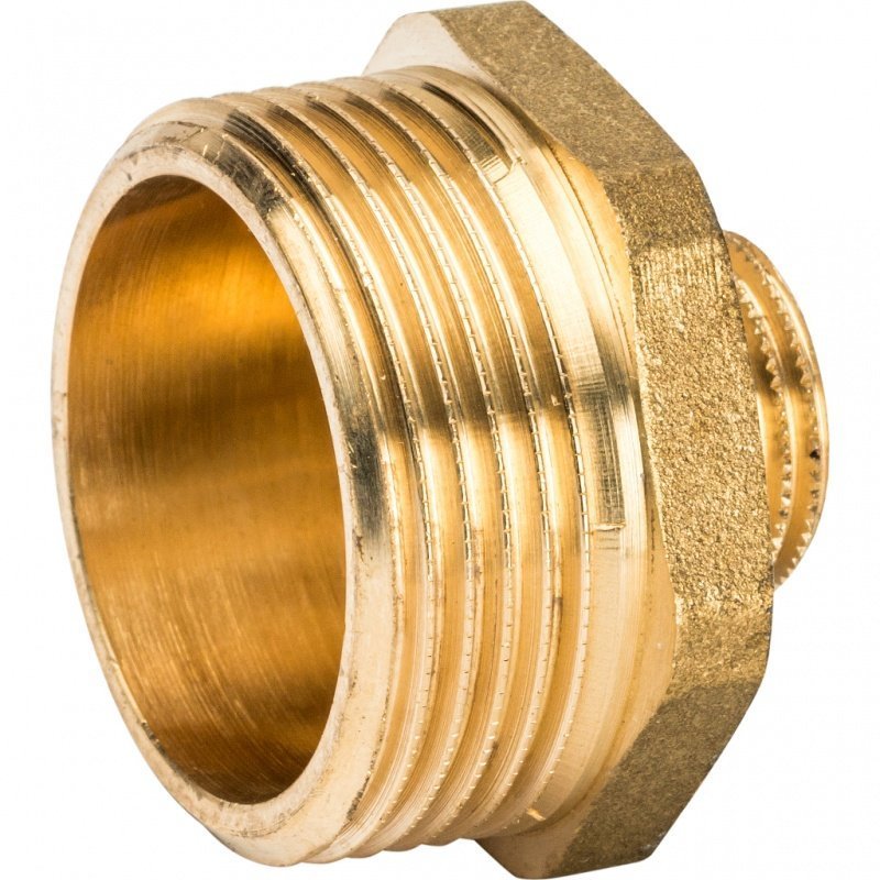 Ниппель переходной резьбовой НР 1"1/4 x 1/2" латунь STOUT