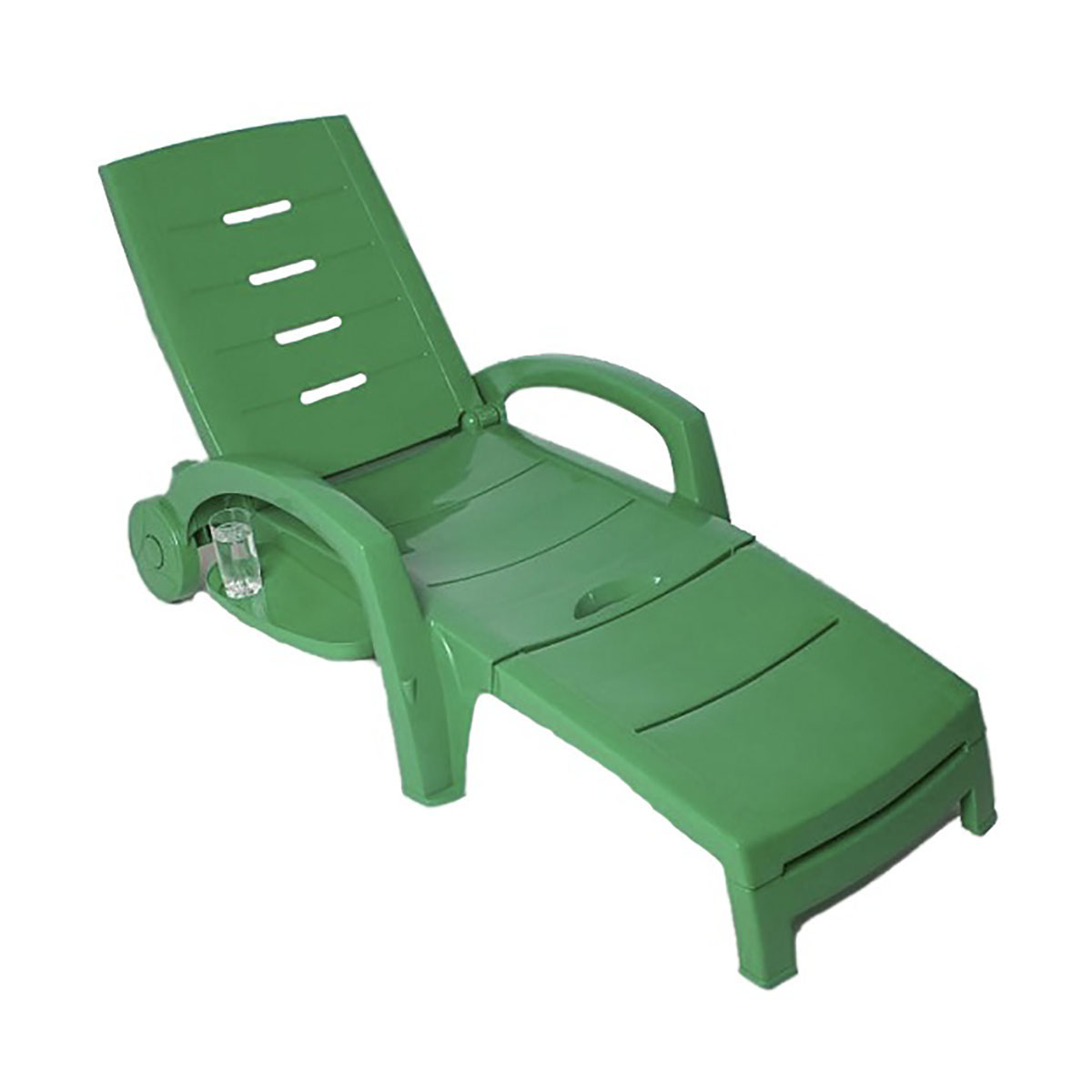 Шезлонг пласт. складной на колесах 186*76,5*89 см (зеленый) (1) "стандарт пластик"