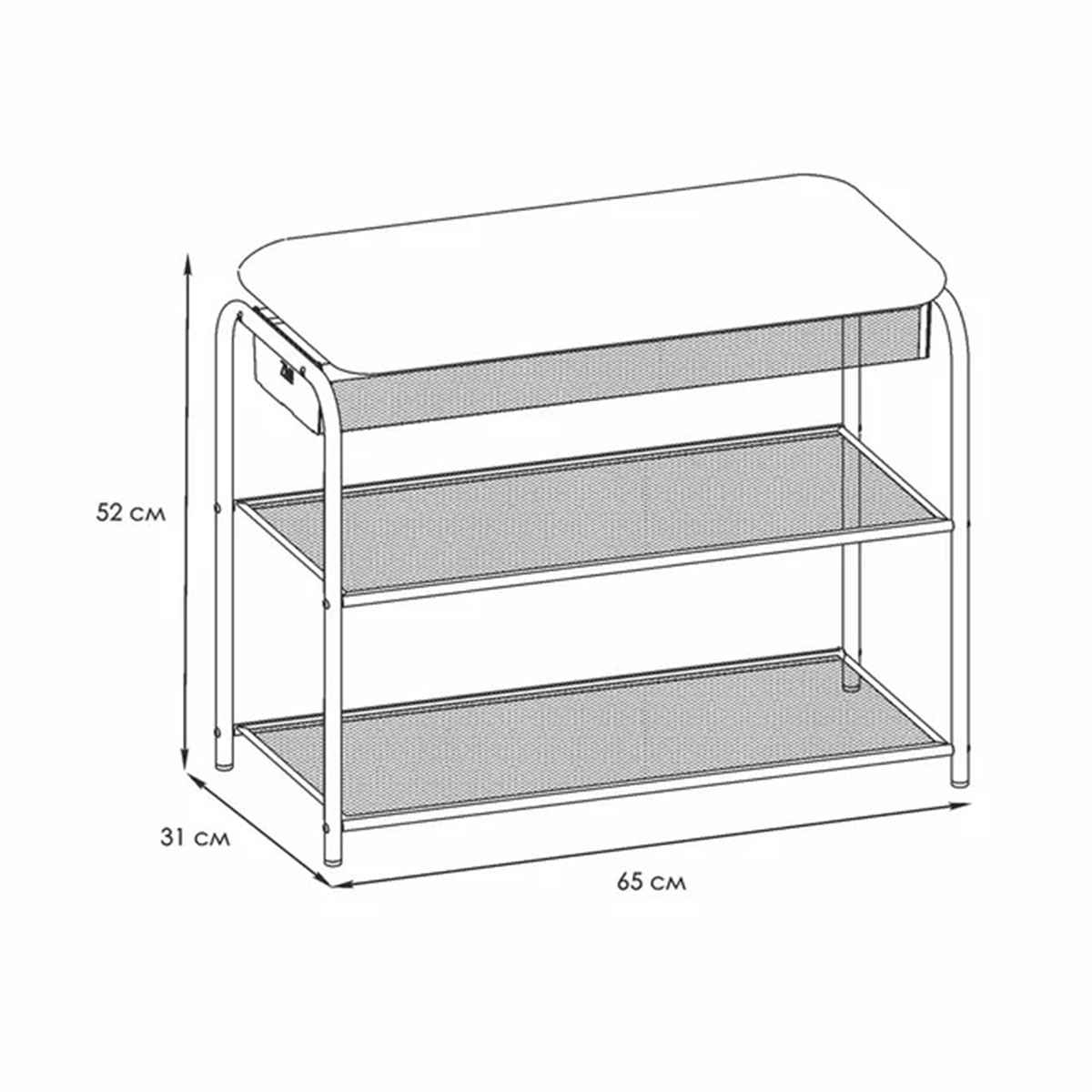 Подставка для обуви "гранада 23в" 2 полки с сиденьем и ящиком (650*300*500 мм) графит (1) пдог23в гр