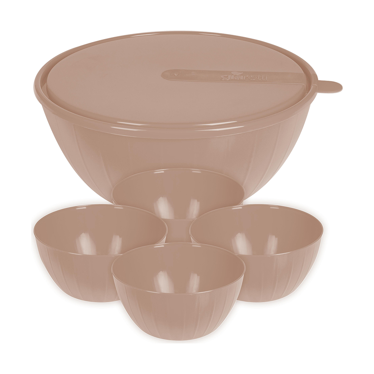 Набор салатников с крышк. "vanilla" (4 шт. х 0,6 л + 5 л)  латте (1/11) "sugar&spice" se187012005