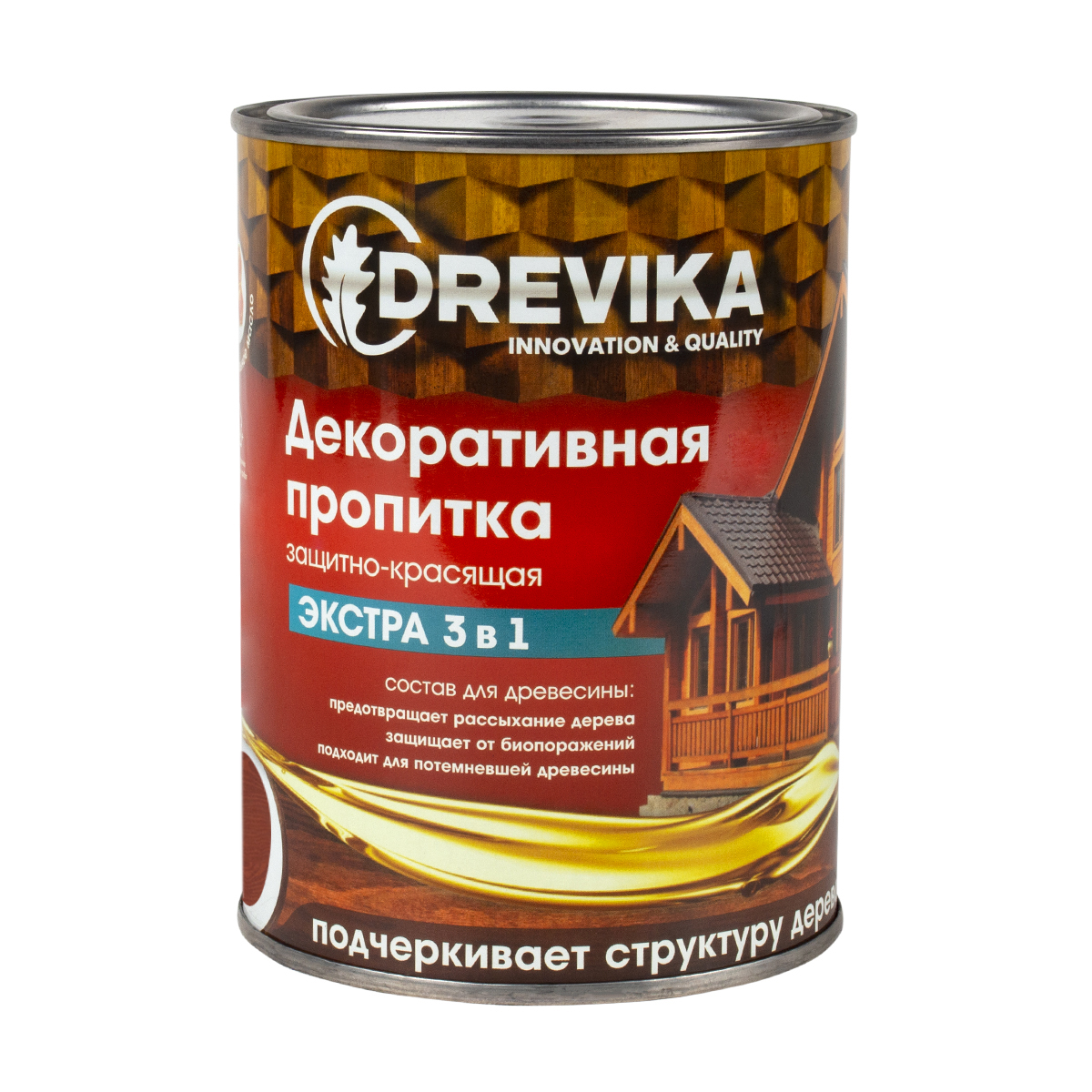 Пропитка декоративная "экстра 3 в 1" каштан 0,8 л (1/8) "drevika"