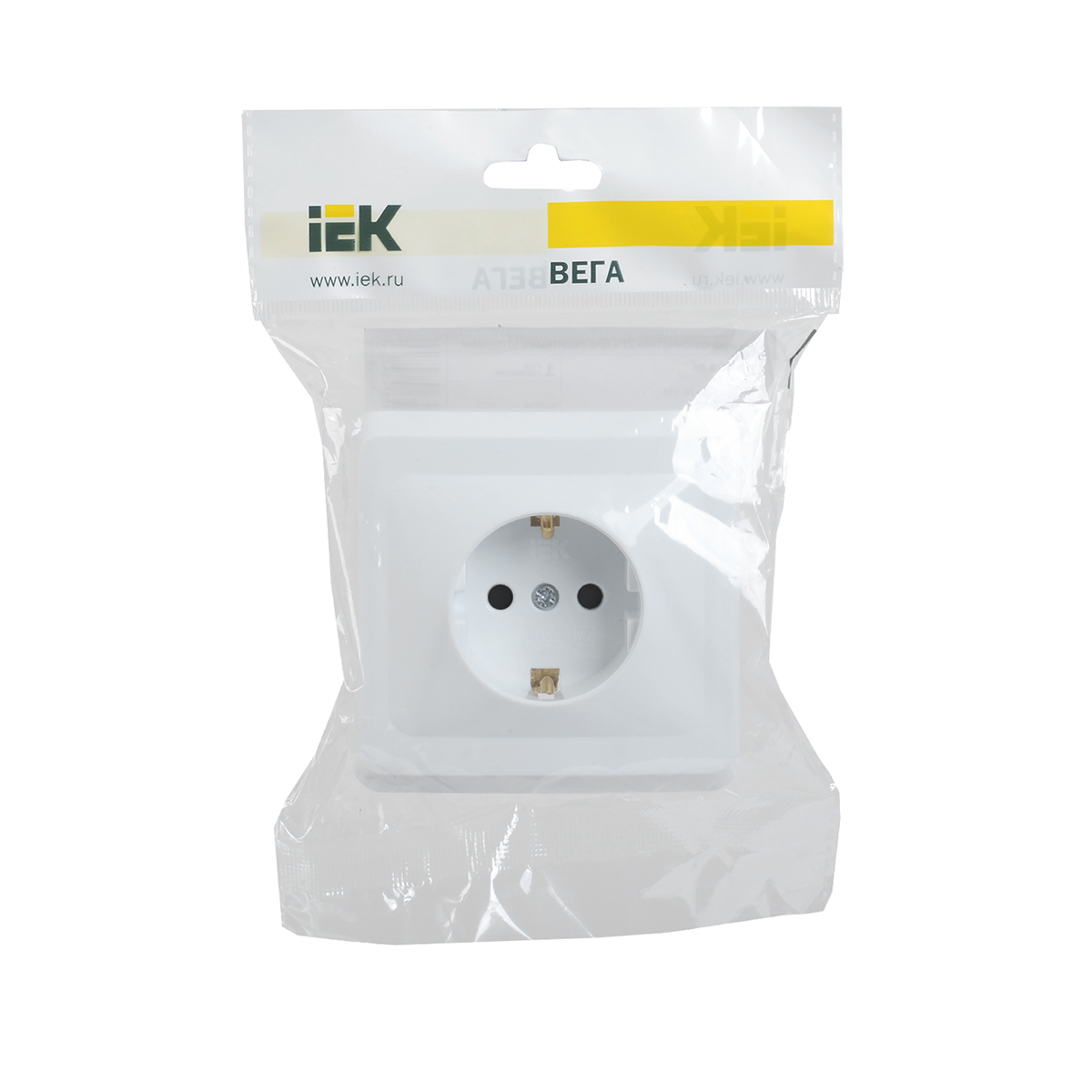 Розетка "вега" 1 местн. с заземл. рс10-3-вб, 16а, белый (1/50/200) "iek"