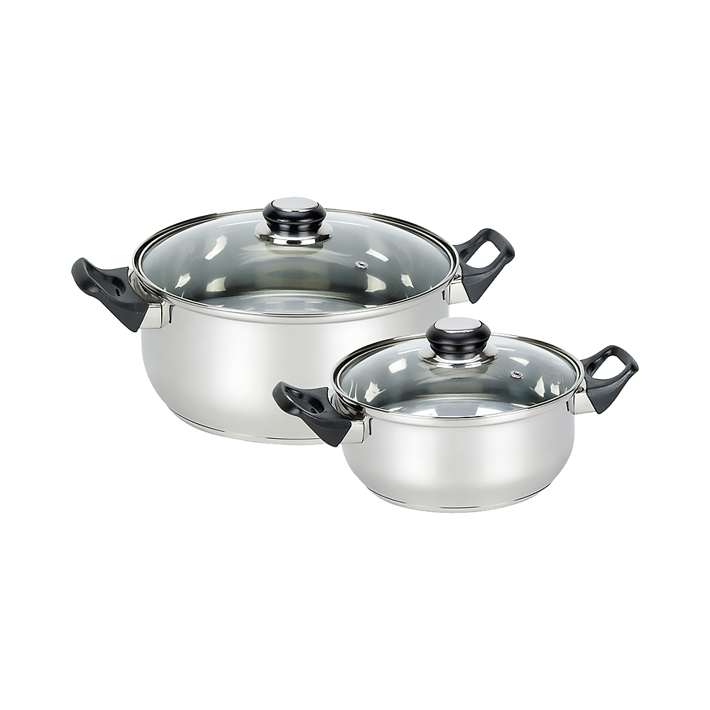 Набор кастрюль нержав. 2 шт. (2 л + 2,8 л) стекл. крышки (1/4) "mallony" baks-set-4