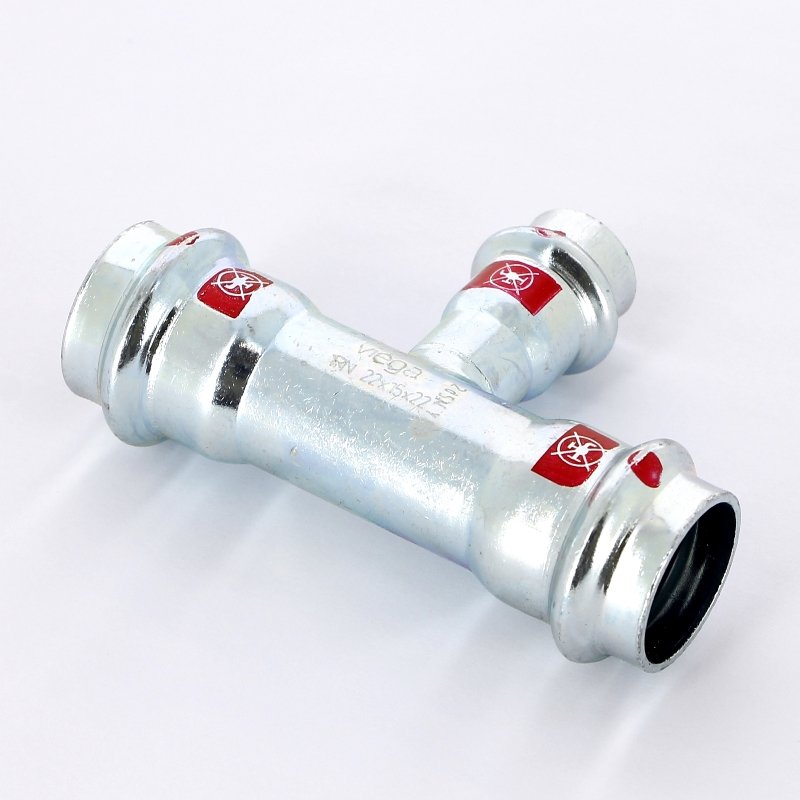 Тройник пресс 22x15x22 оцинкованная сталь Prestabo VIEGA