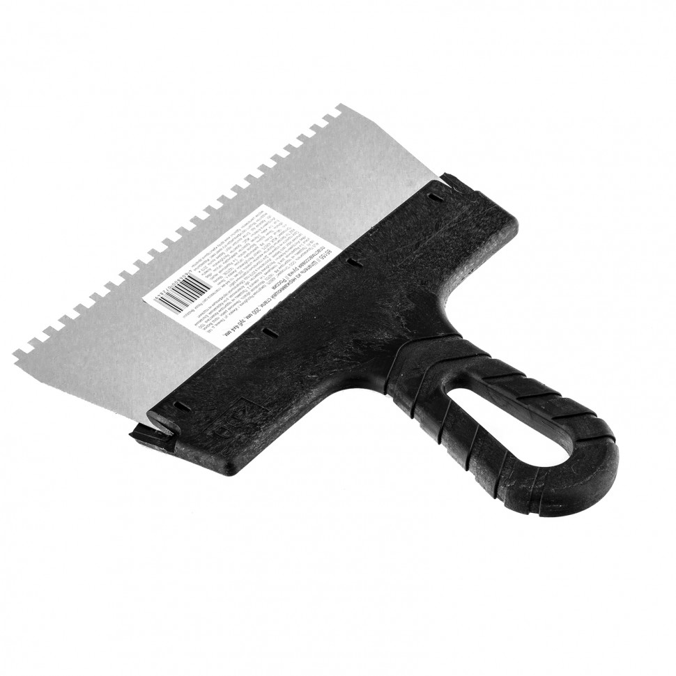 Шпатель из нержавеющей стали, 200 мм, зуб 4 х 4 мм, пластмассовая ручка Sparta (85155)