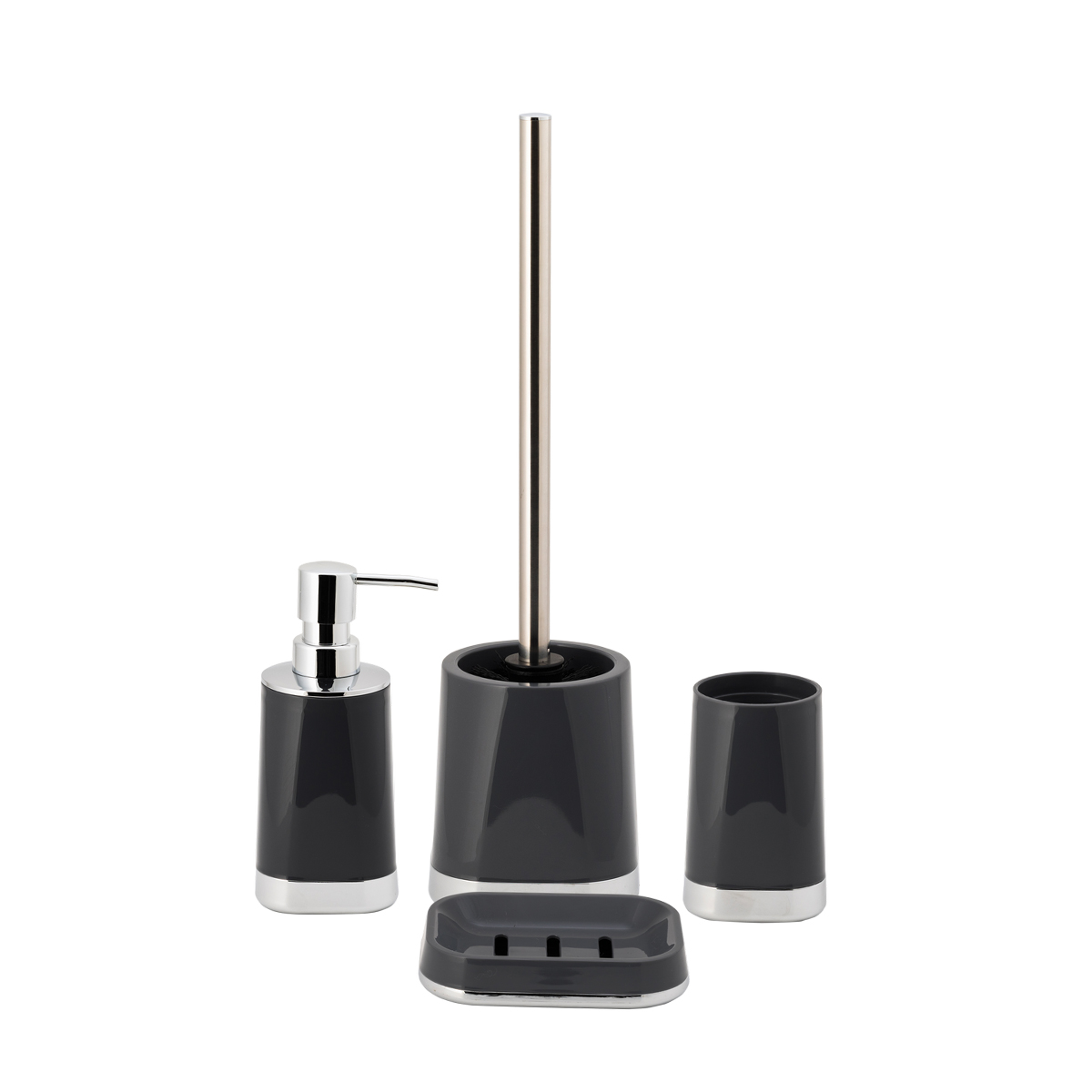 Туалетный набор "gloss" ерш с подставкой, пласт. (темно-серый) (1/6) "аквадекор" attp-1901dg-05