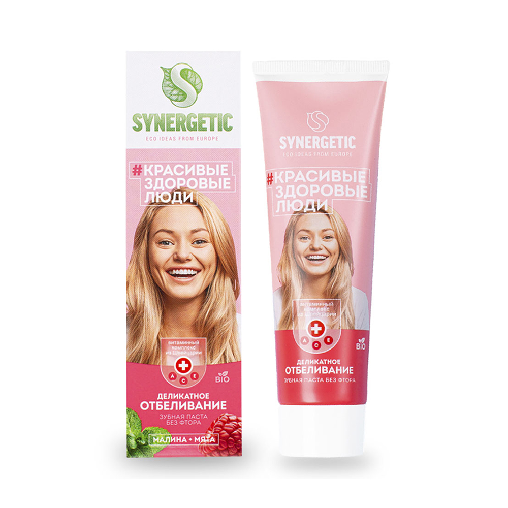 Зубная паста деликатное отбеливание 100 г (1/12) "синергетик"
