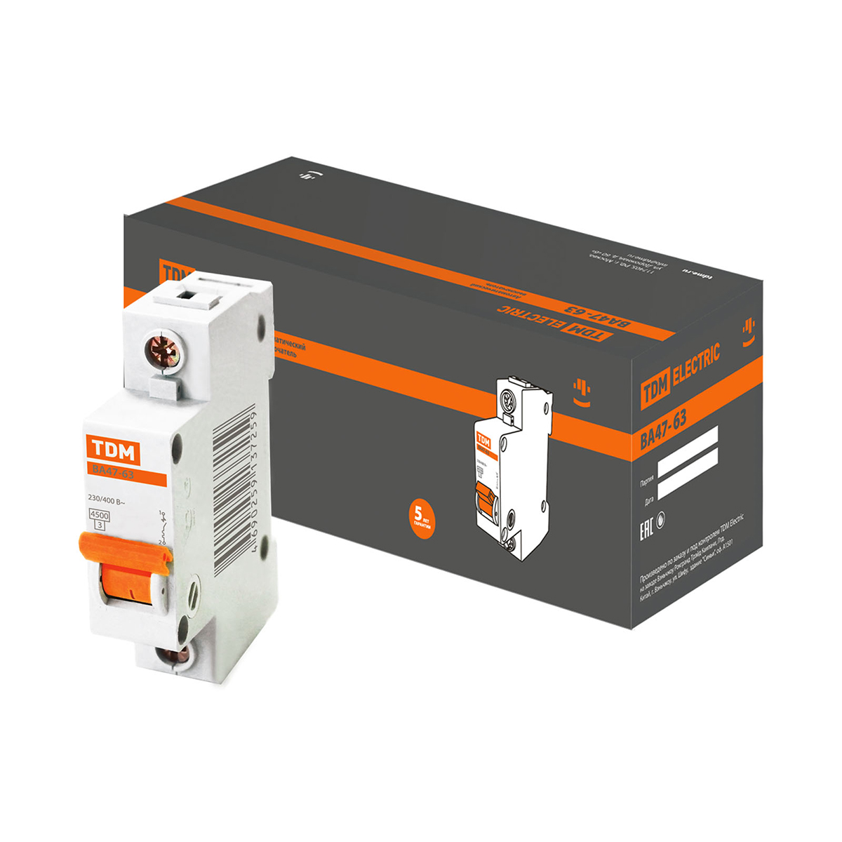 Выключатель автомат. ва47-63 1р  6а 4,5ка тип с (12/120) tdm sq0218-0001