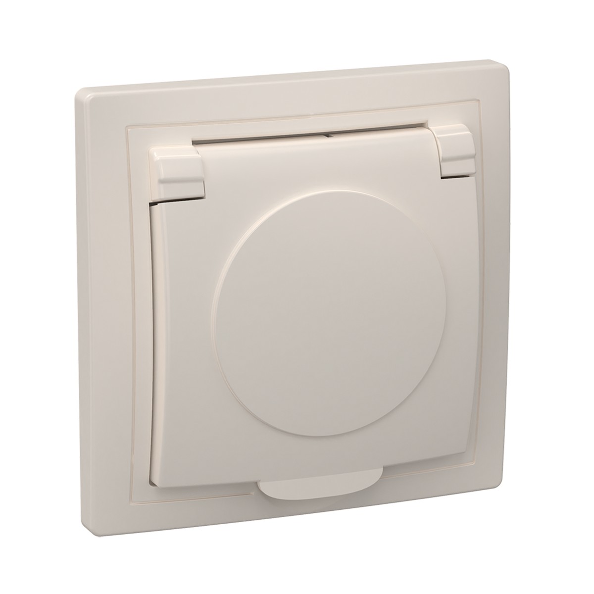 Розетка "кварта" 1 местн. с заземл, с крышкой рсб10-3-ккм, 16а, кремовый (1/8/160) "iek"