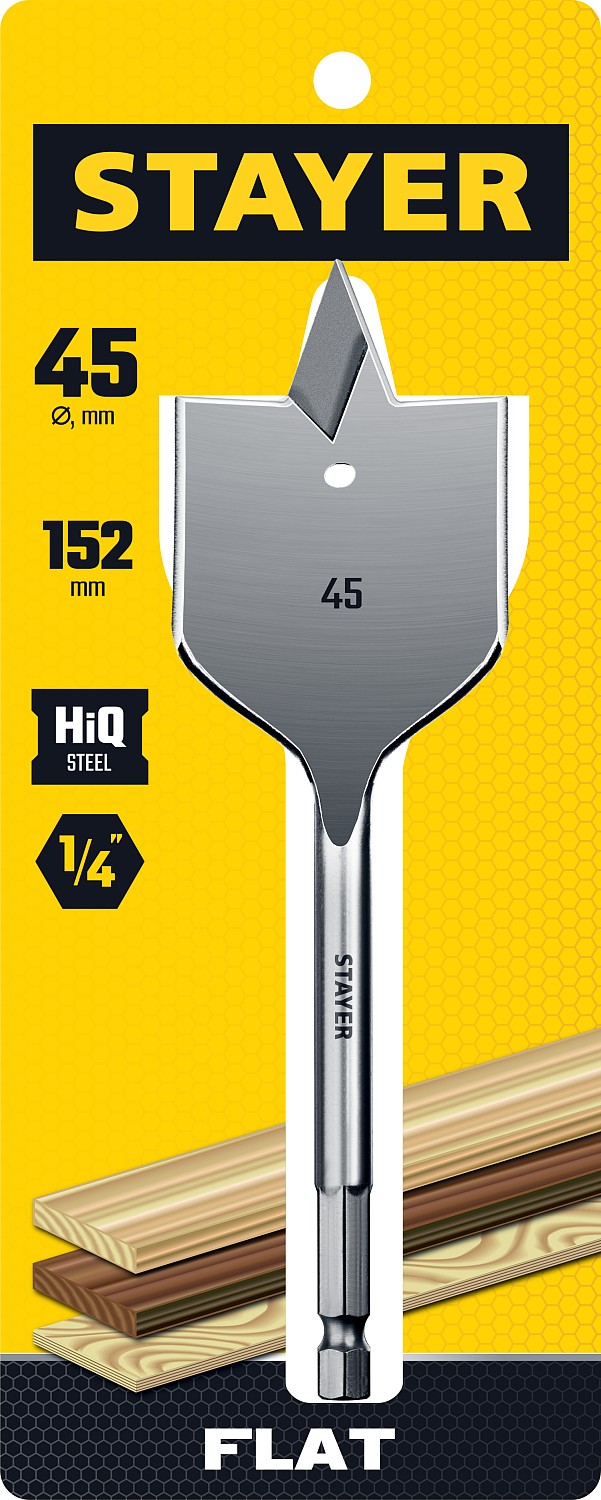 STAYER Flat, 45 x 152 мм, перовое, cверло по дереву (2950-45)