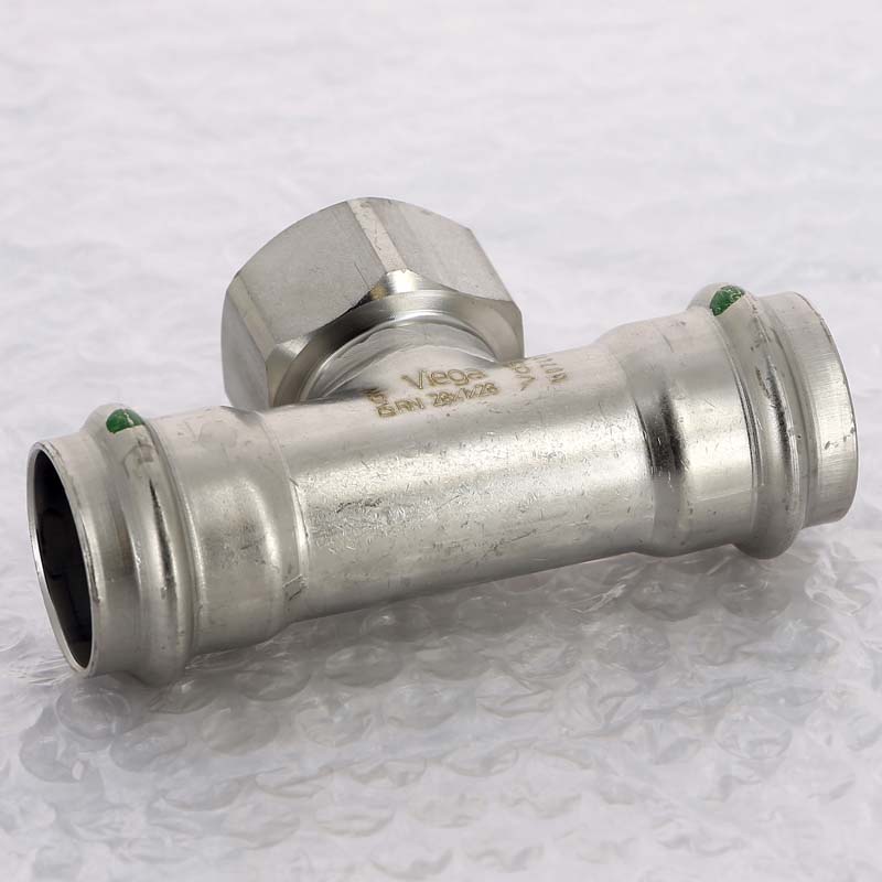 Тройник пресс-В 28х1"х28 нержавеющая сталь Sanpress Inox VIEGA