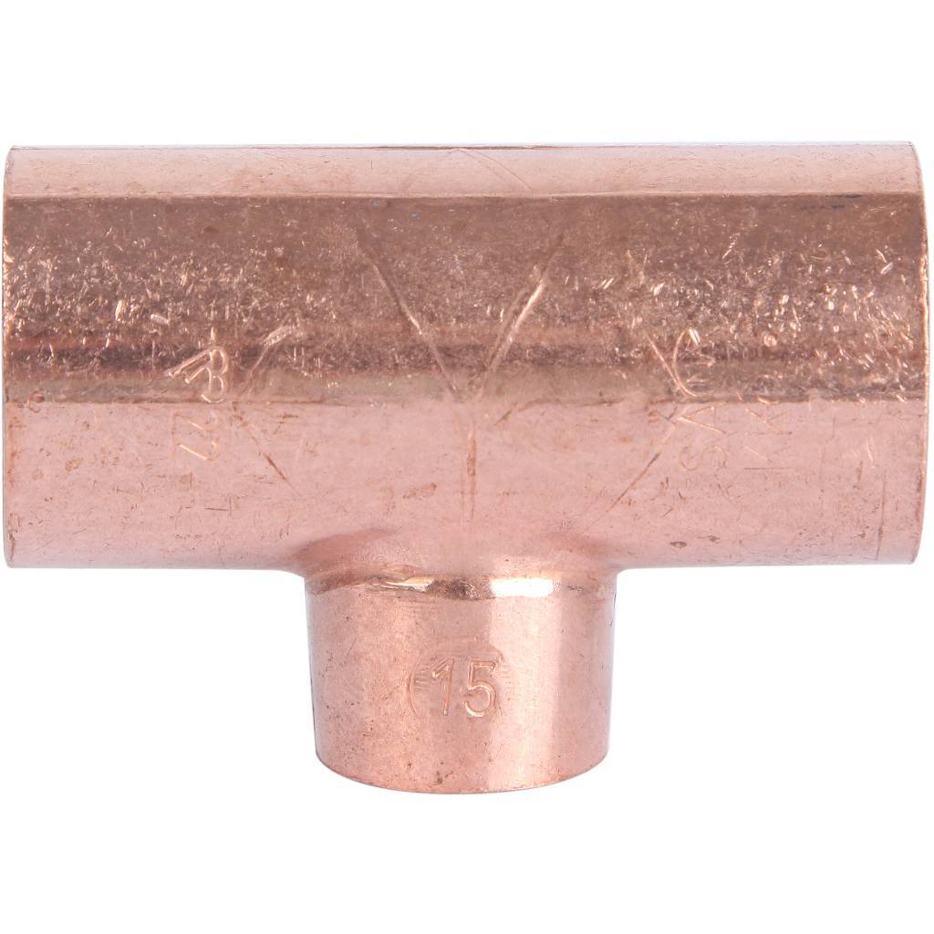Тройник переходной 22х15х22 мм медный под пайку SANHA 15130221522