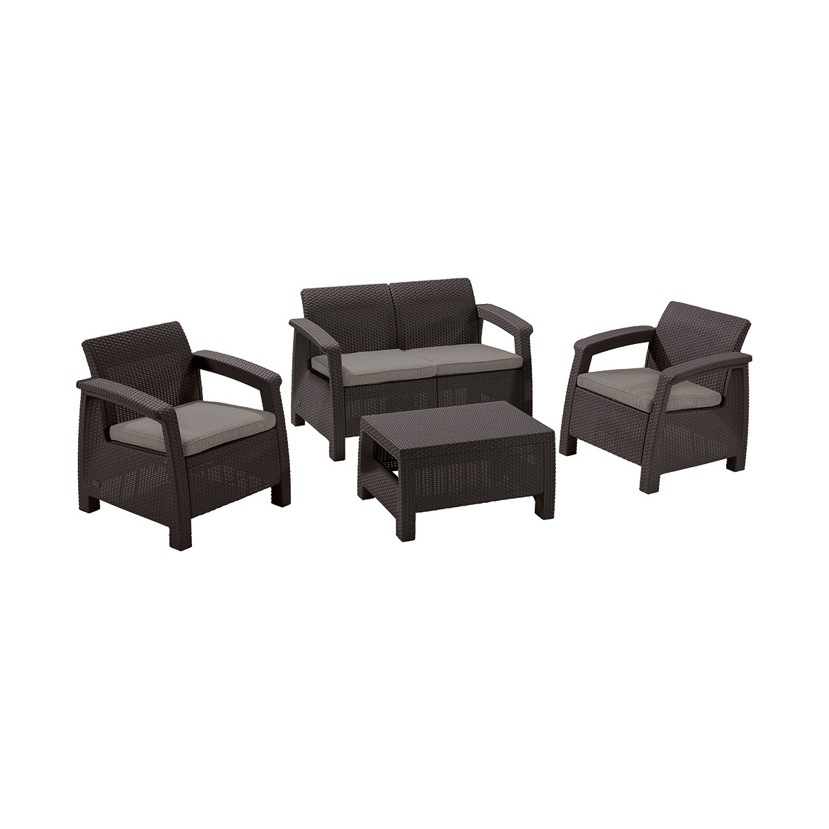 Комплект садовой мебели "corfu set" (стол, 2 кресла, диван) коричневый "keter"
