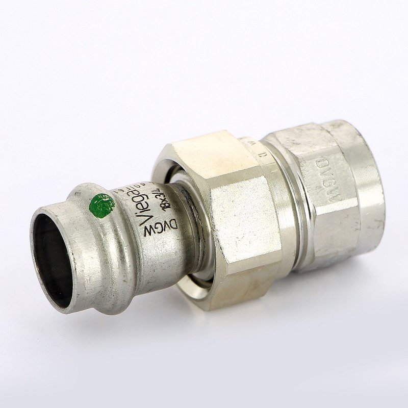 Муфта пресс-В разъёмная 18x1/2" с плоской прокладкой нержавеющая сталь Sanpress Inox VIEGA