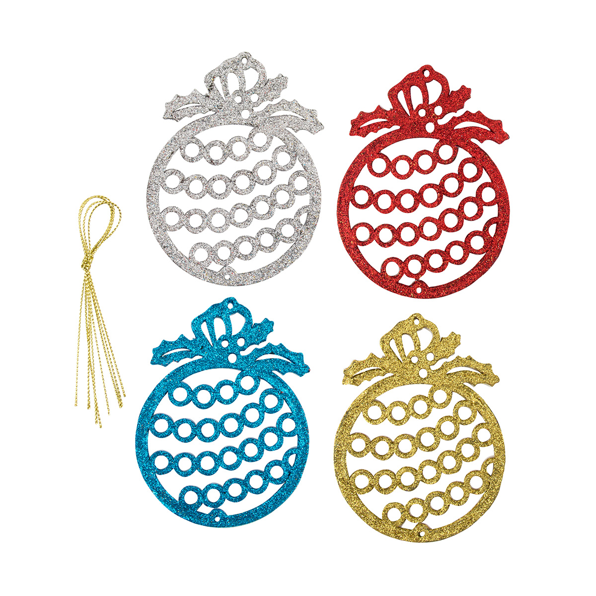 Украшение новогоднее "шары" 4 шт, 7,5*9,5 см (1/50/600) "волшебная страна"