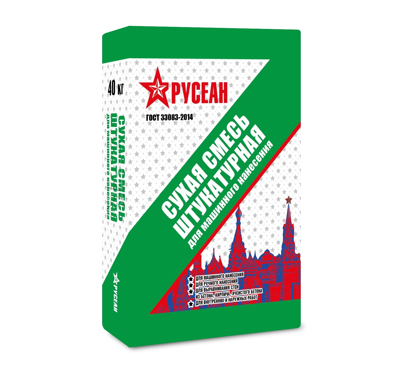 Штукатурная сухая смесь для машинного нанесения Русеан 40 кг