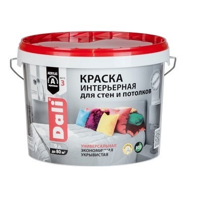 Краска DALI водно-дисперсионные интерьерная 9л белая 96%