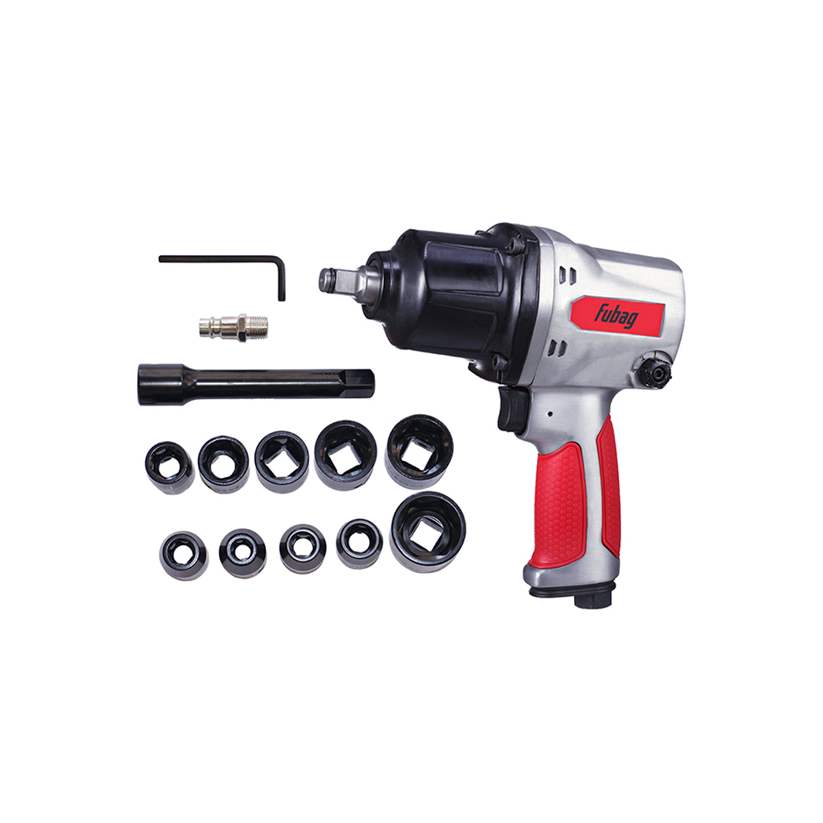 Гайковерт пневматический ударный iw900 с набором головок (1) "fubag" 100195
