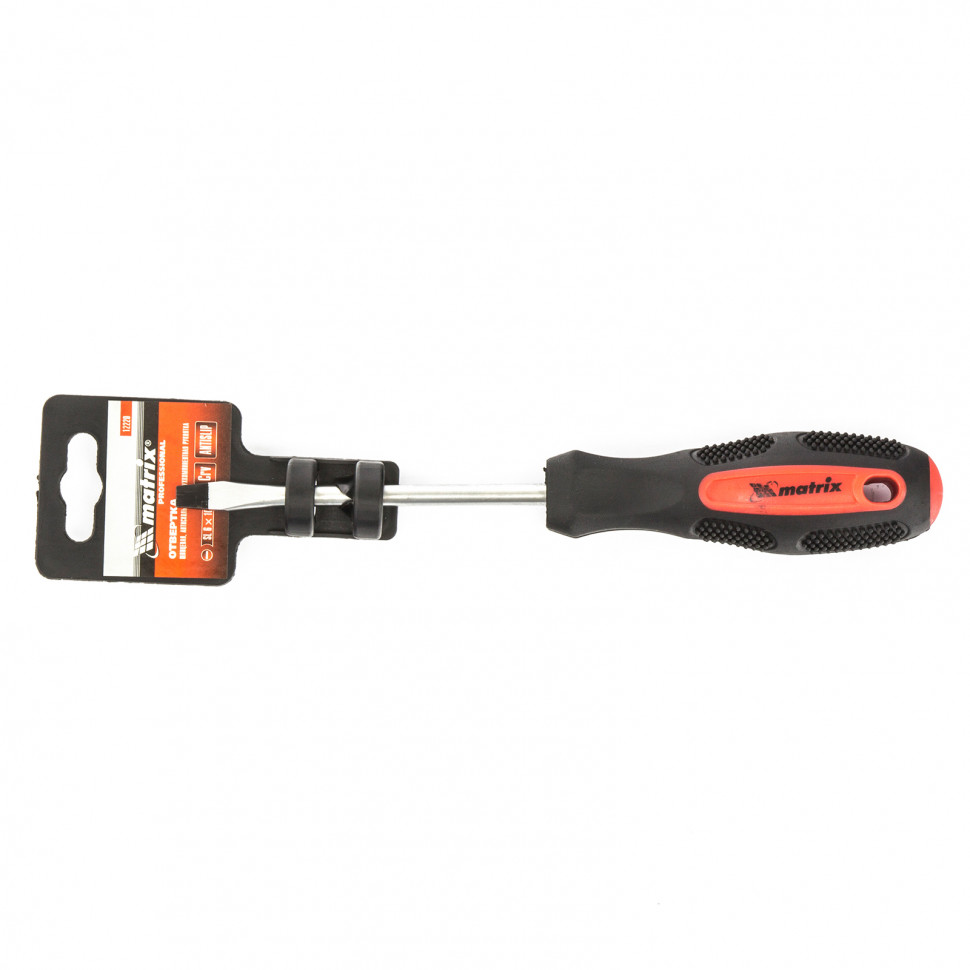 Отвертка Anti-Slip, SL6 х 100 мм, CrV, двухкомпонентная рукоятка Matrix (12220)