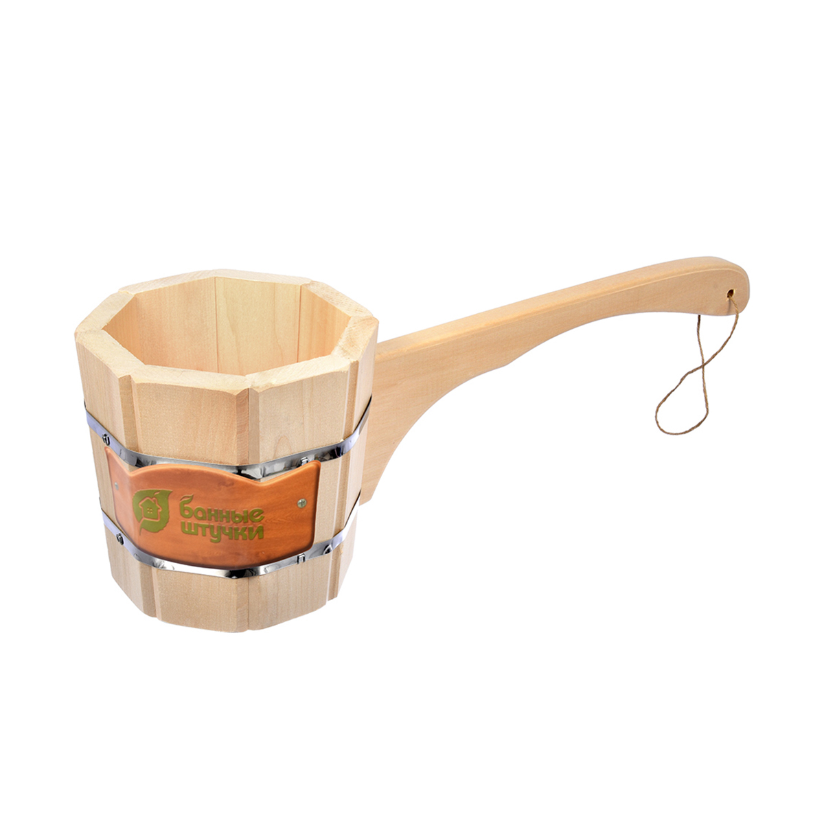 Ковш-черпак для бани и сауны 1,5 л с горизонт. ручкой, липа (1/5) "банные штучки" 3591