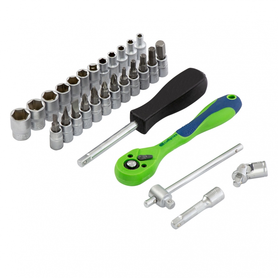 Набор инструментов 29 предметов, CrV, 1/4" Сибртех (13523)