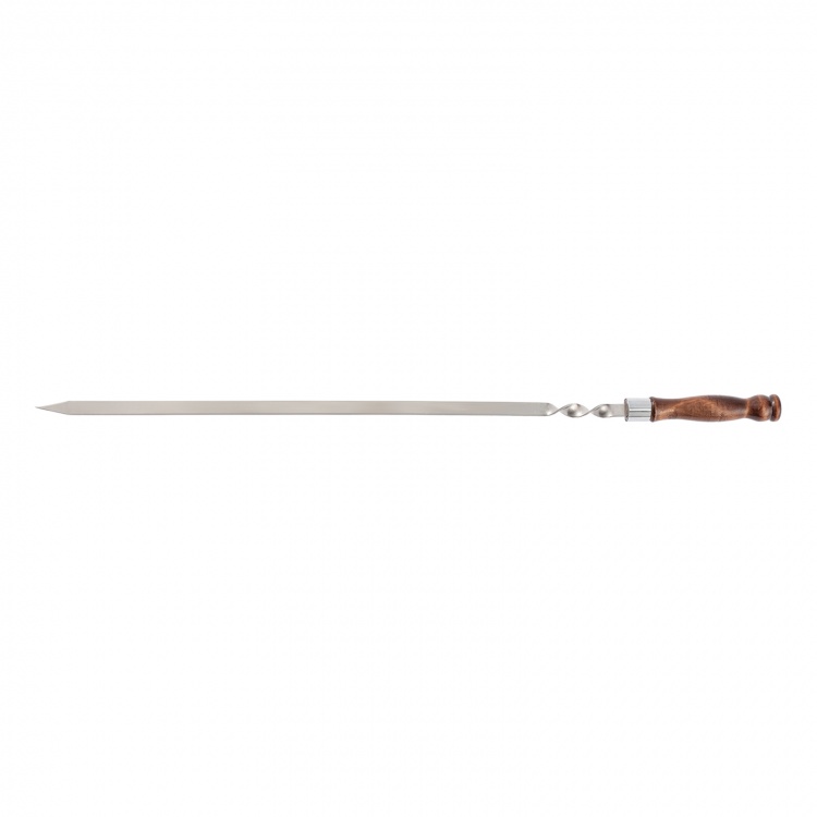 Шампур плоский профессиональный, 750 x 15 x 2,5 мм, с деревянной рукояткой, нержавеющая сталь, Camping Palisad (69678)