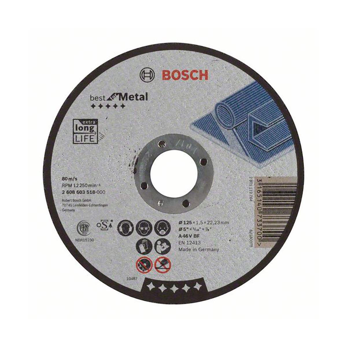 Круг отрезной по металлу "best for metal" 125 x 1,5 х 22,2 мм (1) "bosch" 2608603518