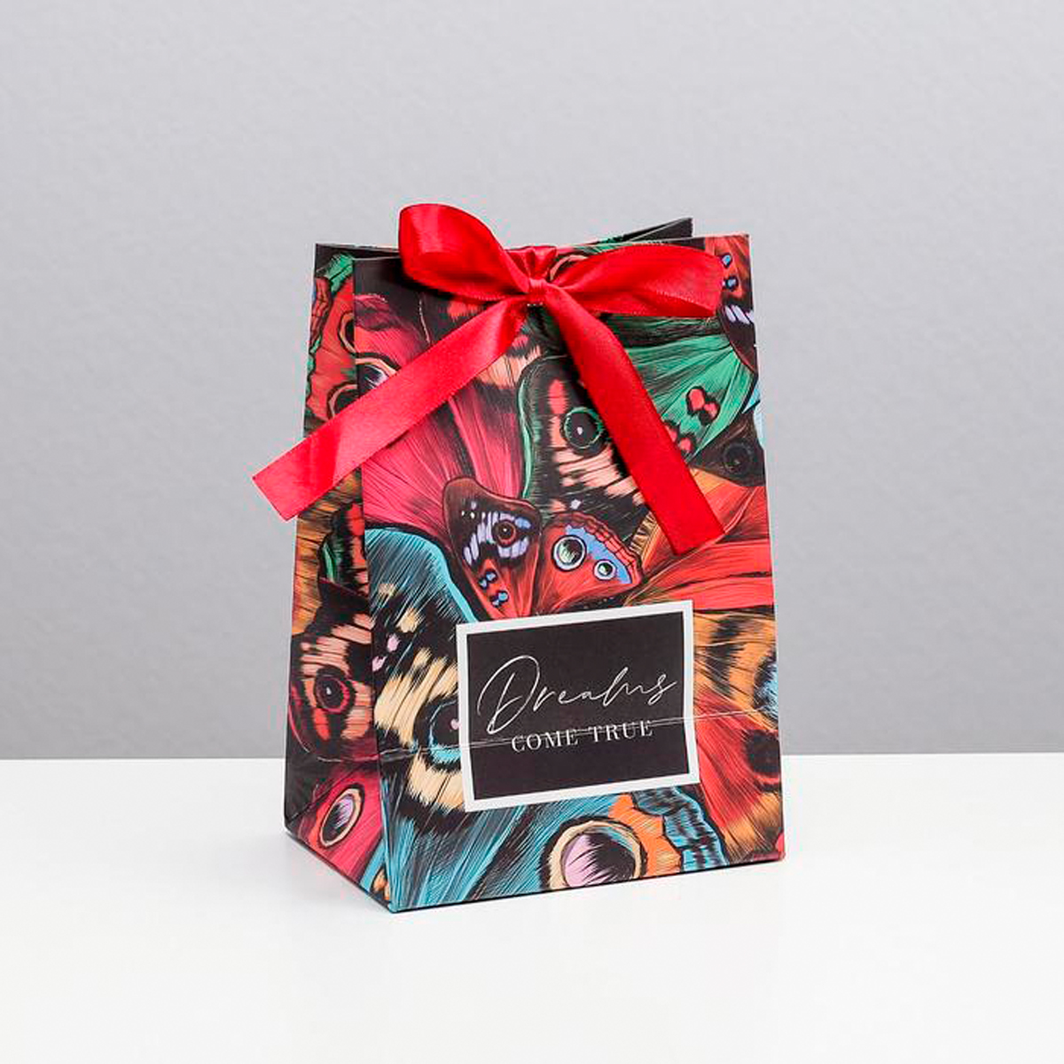 Пакет подарочный с лентой "dreams come true" 13*19*9 см (1/600) "дарите счастье" 4753250