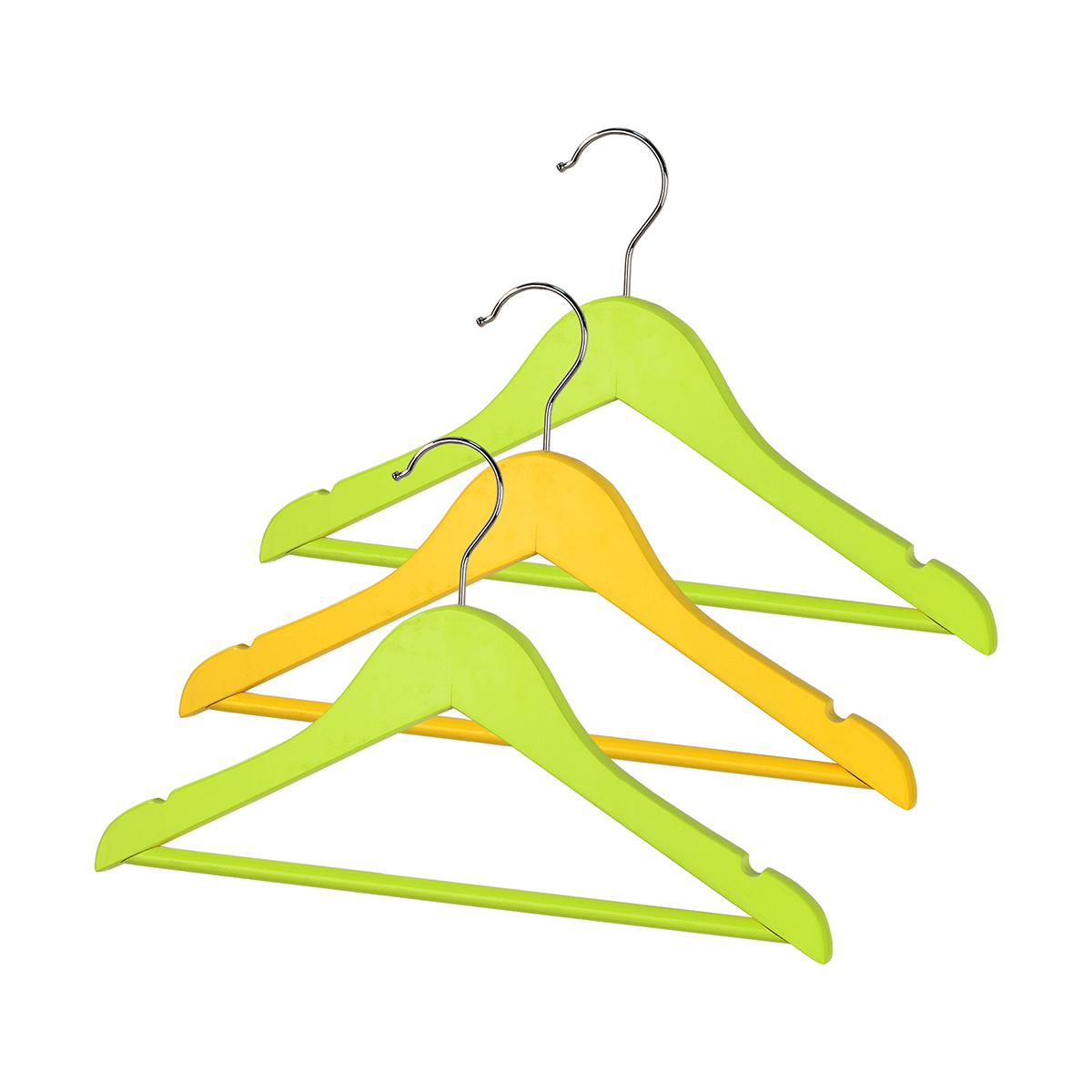 Вешалки для детской одежды (3 шт.) дерев. (зеленый, желтый) (1/32) "valiant" kh-w35-g