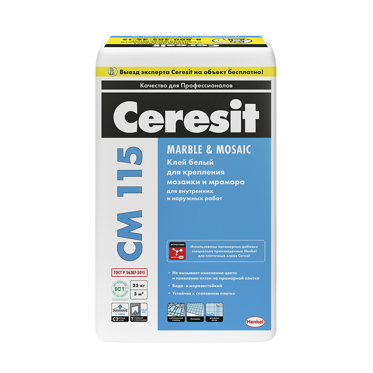 Клей для мозаики и мрамора  cm 115  25 кг (1/48) "ceresit"