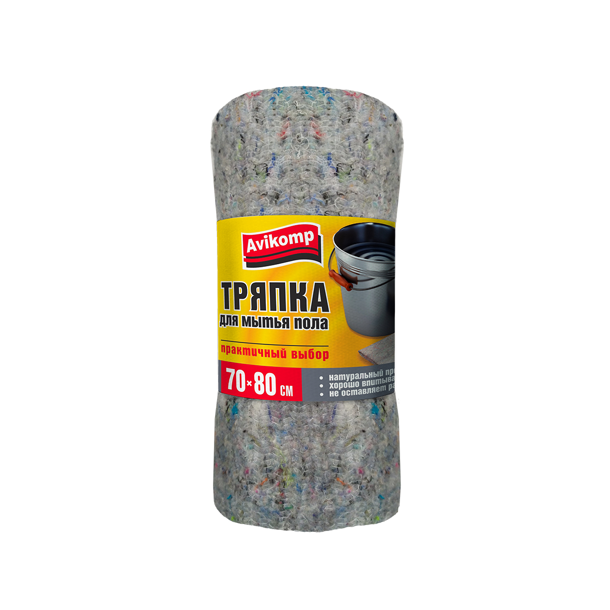 Тряпка для пола "praktisch" 70*80 см, рулон (серая) (1/12) "avikomp"